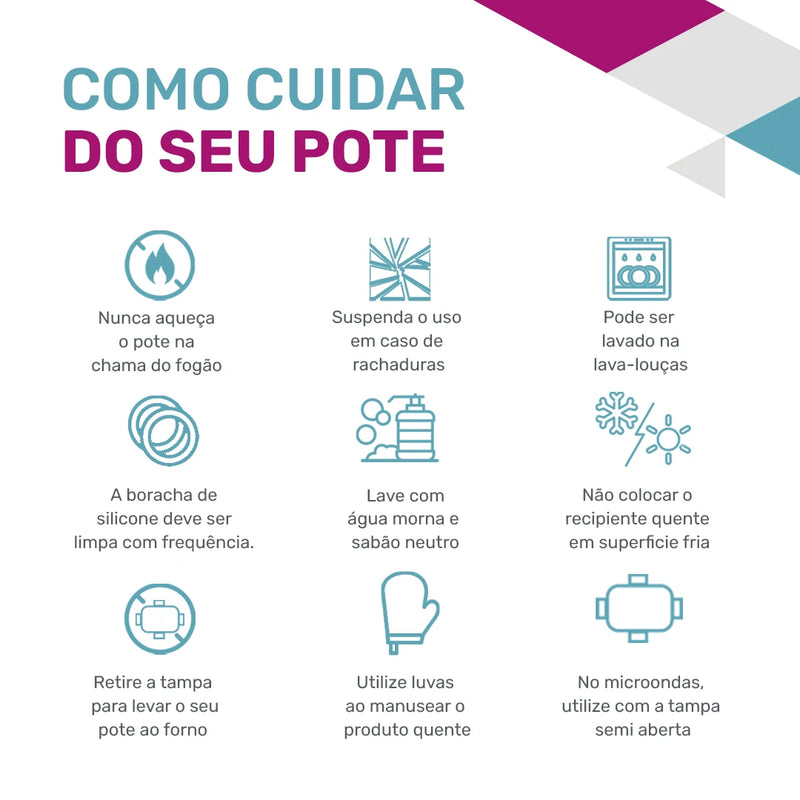 COMBO -> Pote de Vidro Hermético Retangular Combinado - 1 pote 370ml + 1 pote 640ml + 1 pote 1040ml + 1 pote 1520ml