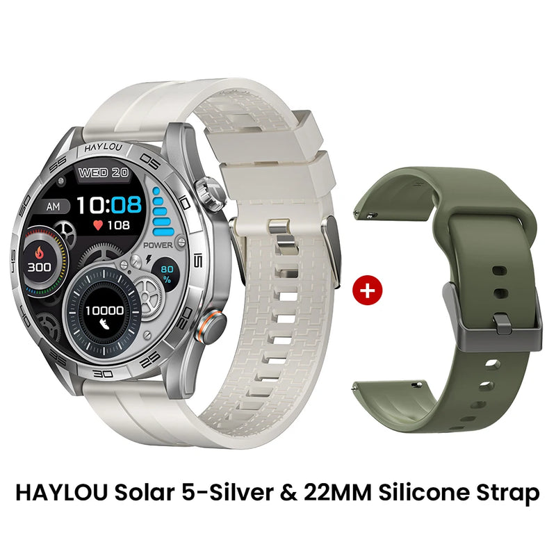 Relógio inteligente Haylou Solar 5 com chamada de voz, tela AMOLED de 1,58'', 60Hz, monitoramento de saúde 24 horas, esportivo, masculino
