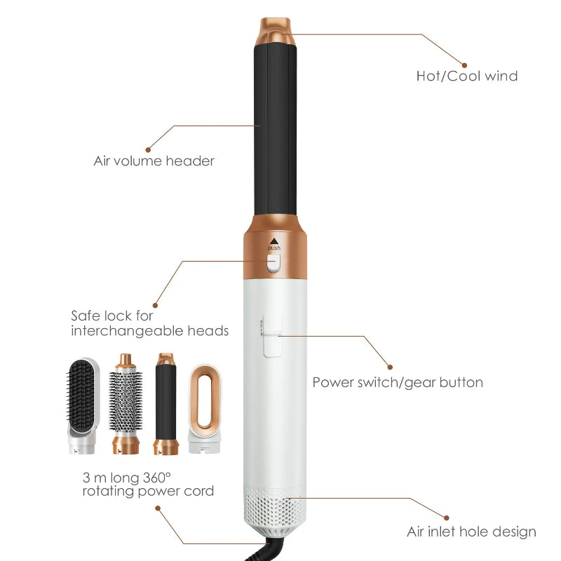 Secador de cabelo 5 em 1 - Pente quente, modelador profissional, modelador de cachos e alisador de cabelo Dyson Airwrap