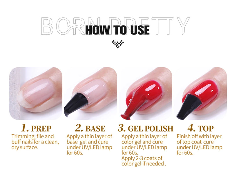 Gel Esmalte para Extensão de Unhas em Acrílico UV - BORN PRETTY