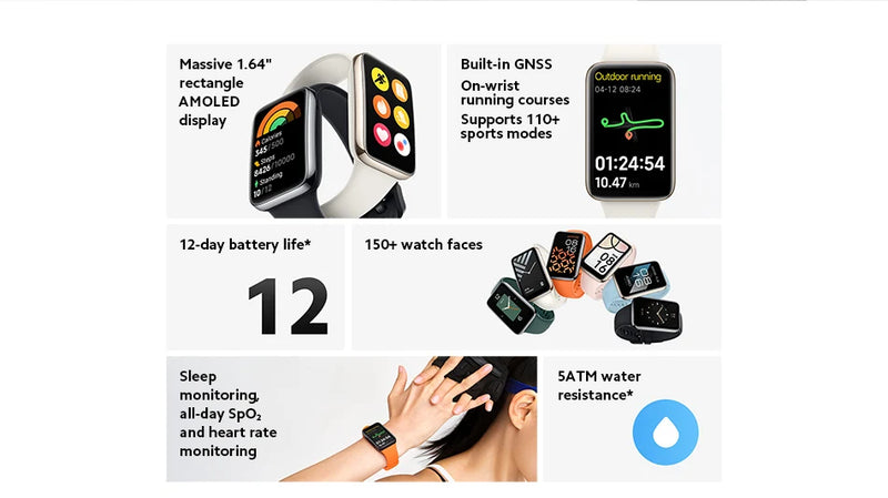 Smartwatch Versão global Xiaomi Band 7 Pro 1,64'' AMOLED 2.5D Tela curva GPS integrado Oxigênio no sangue Sempre ativo Mostrador de relógio Smart Band