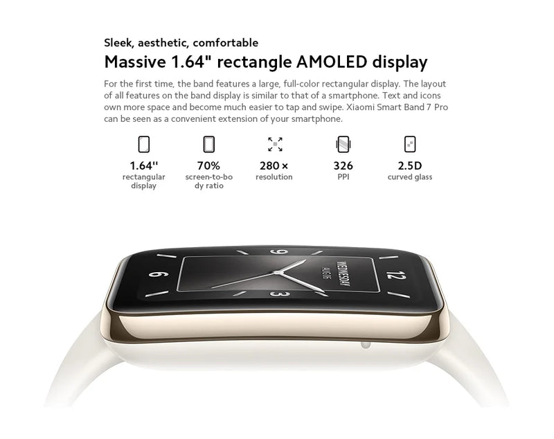 Smartwatch Versão global Xiaomi Band 7 Pro 1,64'' AMOLED 2.5D Tela curva GPS integrado Oxigênio no sangue Sempre ativo Mostrador de relógio Smart Band