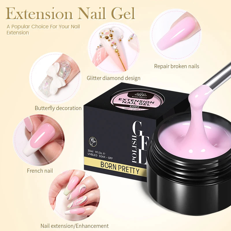 Gel Esmalte para Extensão de Unhas em Acrílico UV - BORN PRETTY