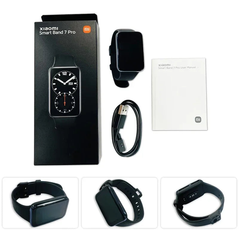 Smartwatch Versão global Xiaomi Band 7 Pro 1,64'' AMOLED 2.5D Tela curva GPS integrado Oxigênio no sangue Sempre ativo Mostrador de relógio Smart Band